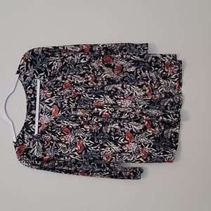 Lucky Brand Multicolored Floral V-Neck Peasant Top – Size M